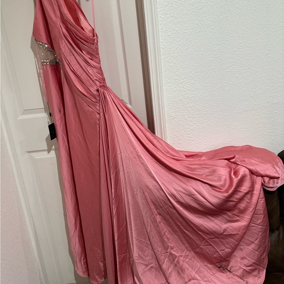 Mac Duggal One Shoulder Embellished Satin Gown - Picture 3 of 6